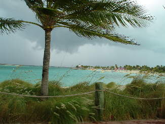 A windy tropical show greets us on Castaway Cay, an island which Disney purports to own in its entirety (under Bahamian sovereignty).