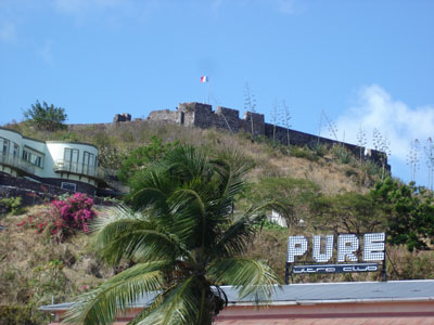 Fort Louis as seen from the streets of Marigot