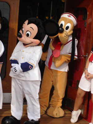 Mickey Mouse and Pluto have embarked upon the Disney Magic.