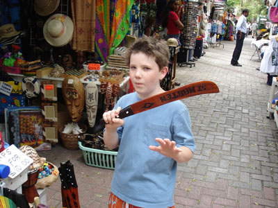 Paul with toy souvenir machete